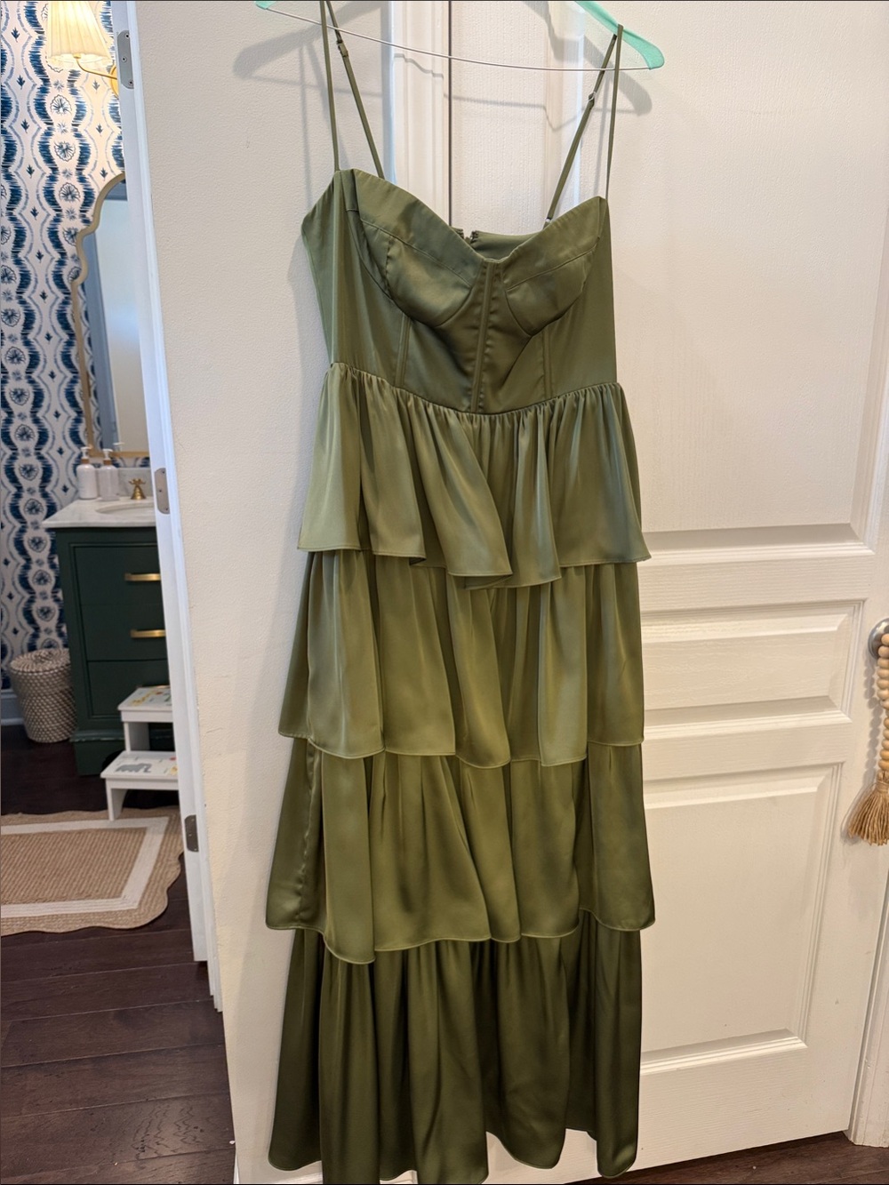 Birdy Grey Olive Green Tiered Maxi Dress